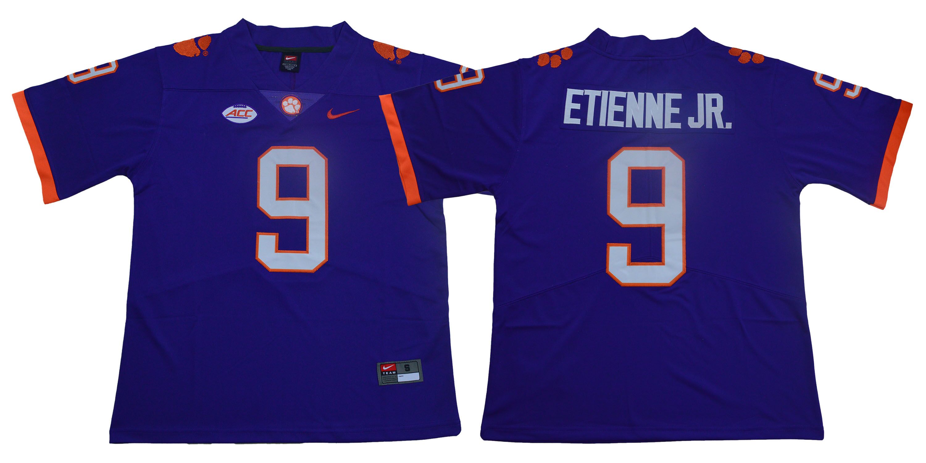 Men Clemson Tigers 9 Travis Etienne Jr. Purple Nike Limited Stitched NCAA Jersey